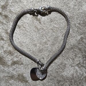 Elegant Silver Heart Charm Bracelet
